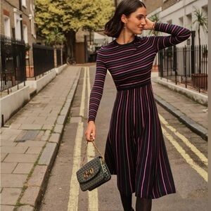 Boden Maria Knit Multicolor Striped Long Sleeve Dress